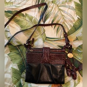 Brahmin Mojito Tuscan Leather Crossbody Organizer Wallet with Roses *RARE*